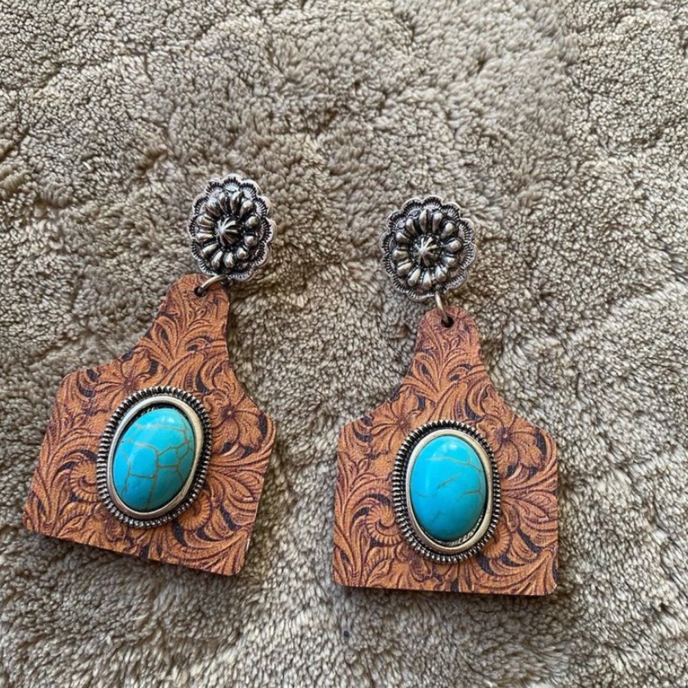 Cow tag earrings